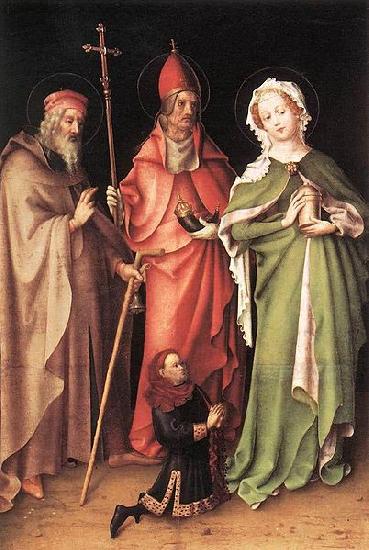 Stefan Lochner Saints Catherine, Hubert, and Quirinus with a Donor France oil painting art